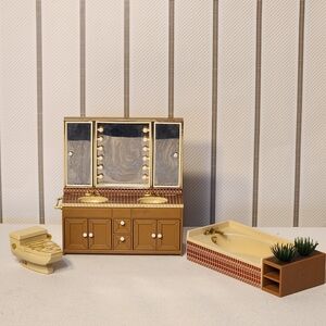 Retro Tomy Smaller Homes Miniature Dollhouse Bathroom Set
